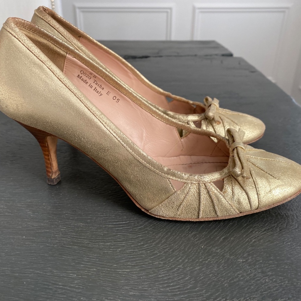 Coach Gold Tasha Dusted Suede Pumps 6 - Picture 2 of 3